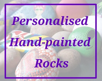 Hand-Painted Rock Decoration, Custom-Made Personalised Colourful Painted Stones