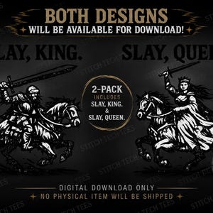 Slay King | Slay Queen | 2-Pack | Couples T-Shirts | PNG (Digital Download)