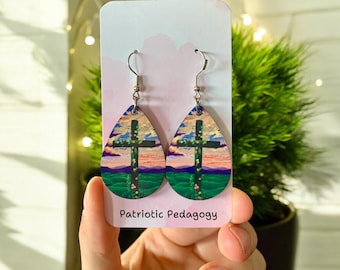 Floral Cross Dangle Earrings: Sunrise Christian Jewelry, Faith Gift