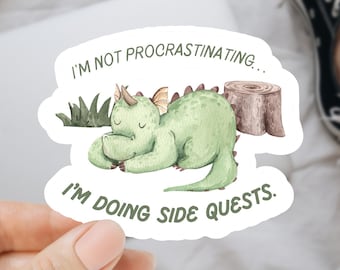 Side Quests Sticker Cute Dragon D&D Sticker DnD Sticker D20 Sticker Tabletop Gaming Sticker Tabletop Rpg Sticker TTRPG Stickers