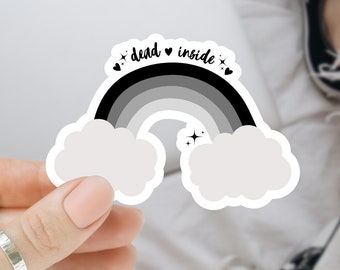 Dead Inside Rainbow Sticker, Goth Stickers, Laptop Stickers, Cute Stickers, Funny Sticker, Gray Rainbow Sticker, Gothic, Dead Inside Sticker
