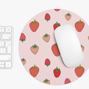 Strawberry Mouse Pad Fruit Mouse Pad Office Decor Desk Accessories Strawberry Lover Gift Strawberry Decor Pink Mouse Pad Strawberries