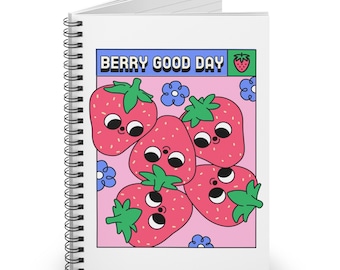 Berry Good Day Strawberry Journal Inspirational Notebook Kawaii Gifts for Her Ruled Line Notebook Strawberry Notebook Strawberry Gift