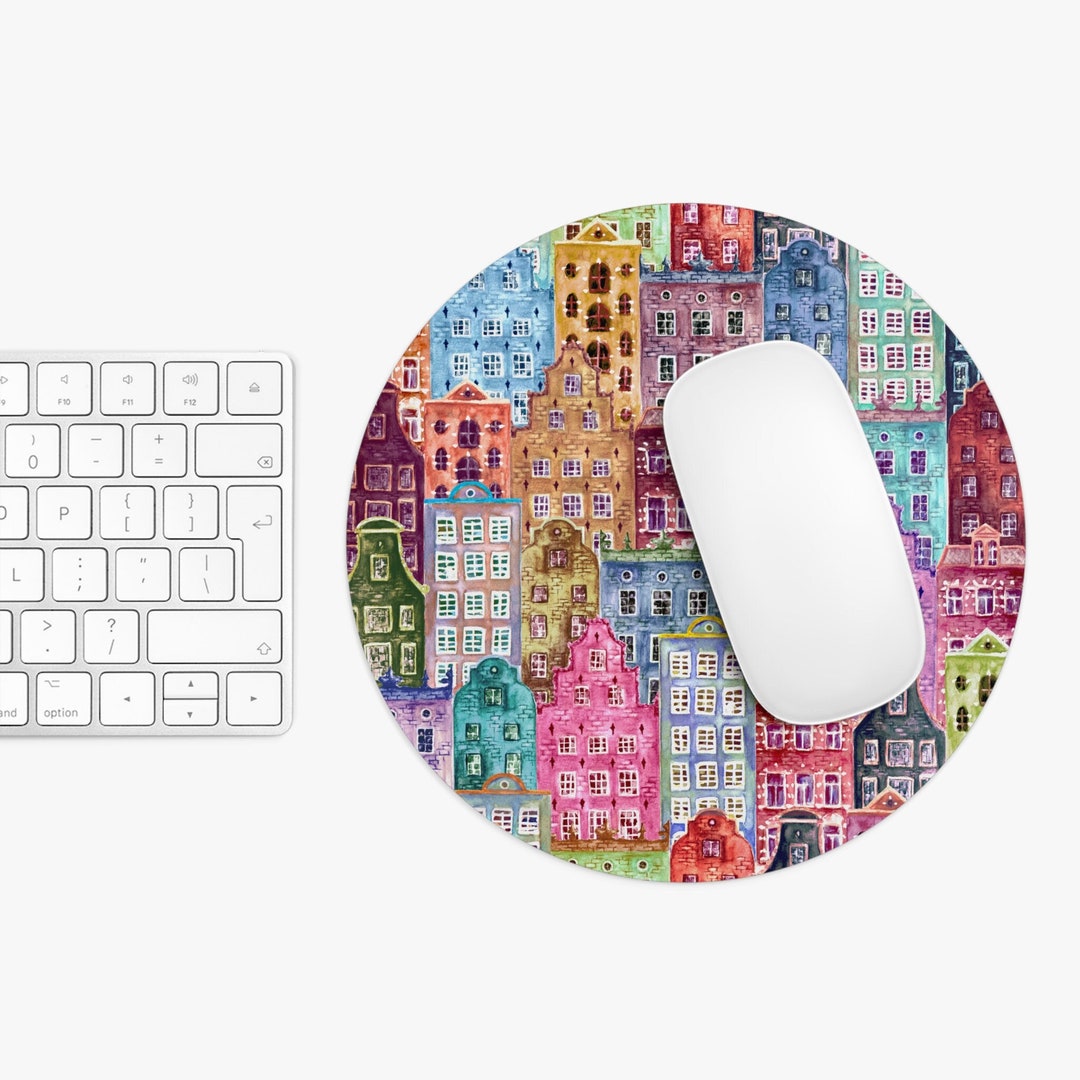 Watercolor City Mouse Pad Building City Scene Cottagecore Desk Mat ...
