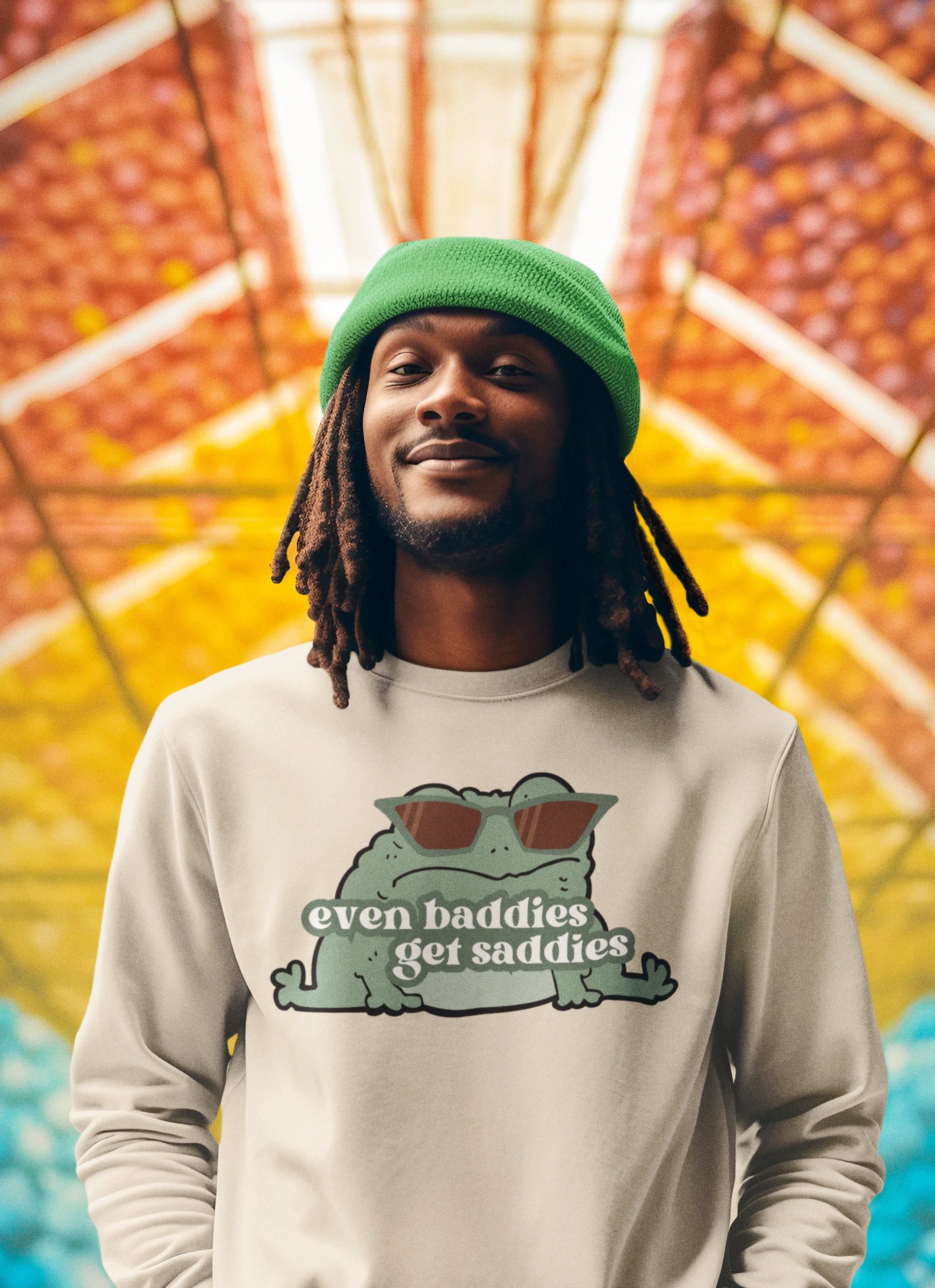 Even Baddies Get Saddies, Funny Crewnecks, Froggy, Funny Cottage Core