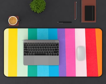 Colorful Desk Mat, Rainbow Desk Mat, Desk Accessory, Office Decor, Mouse Pad, Cute Workspace, Trendy Workspace, Desk Pad, Desk Mat Aesthetic