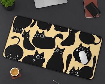 Black Cat Desk Mat Cute Desk Mat Large Mousepad Anime Desk Mat Desk Pad for Work Game Office Home XL Cozy Desk Mat Cat Mouse Pad