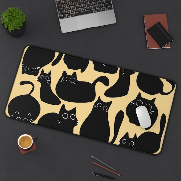 Black Cat Desk Mat Cute Desk Mat Large Mousepad Anime Desk Mat Desk Pad for Work Game Office Home XL Cozy Desk Mat Cat Mouse Pad