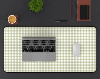 Green Desk Mat Gingham Check Large Mouse Pad Checkered Desk Mat Green Office Decor Office Accessories Y2K Desk Accessories Green Mouse Pad