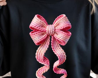 Pink Yarn Bow PNG: Chunky Knit Ribbon Clipart (Digital Download)