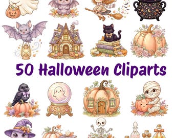 Halloween Clipart Bundle | Watercolor PNG Graphics (Digital Download)
