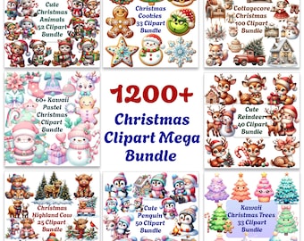 Méga lot de Noël : + de 1 200 images PNG + papiers numériques (téléchargement numérique)