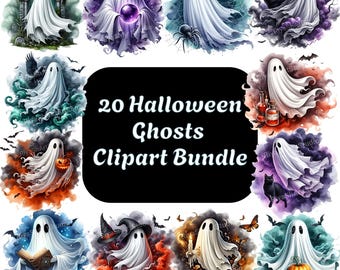 Halloween Geist Clipart Bundle: Gruselige PNG Grafiken (digitaler Download)