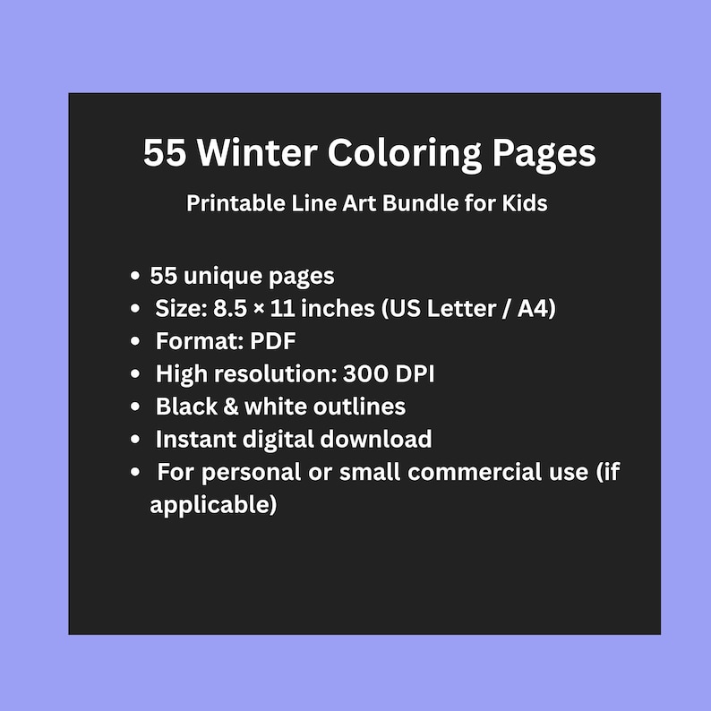 55 Winter Coloring Pages for Kids: Snowman, Penguin, Animals (digital ...