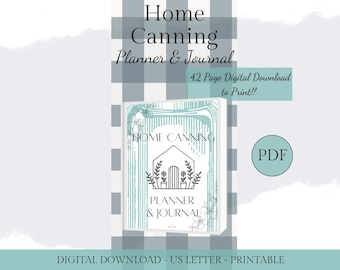 Home Canning Planner & Journal Printable | 42 Page - Complete Planner for Home Canning - Log Book | US Letter Size, Instant PDF Download