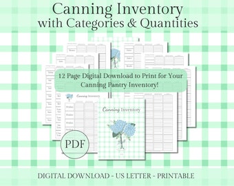 Canning Inventory Printable | 12 Page Canning Pantry Inventory with Categories | Home Canning List | US Letter Size, Instant PDF Download