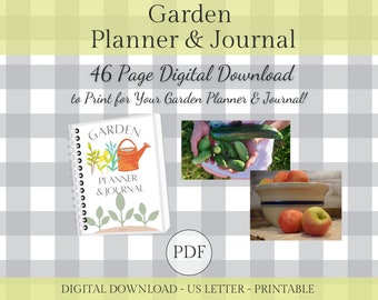 Garden Planner & Journal Printable | 46 Page Complete Garden Planning, Planting and Harvesting Guide | US Letter Size, Instant PDF Download
