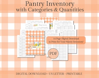 Pantry Inventory Printable | 14 Page Food Inventory with Categories & Dates | Pantry / Dry Good Lists | US Letter Size, Instant PDF Download