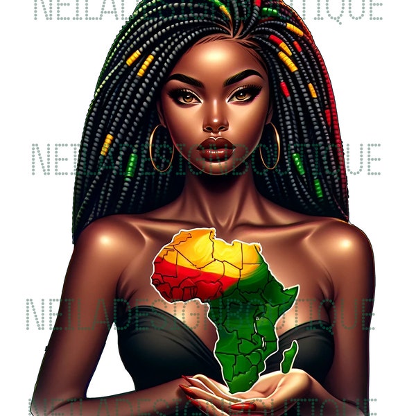 Beautiful Dread Loc Black Girl Magic Melanin Black Woman PNG Afro Fashion Girl African American Clipart Planner Tshirt Tumbler Sublimation