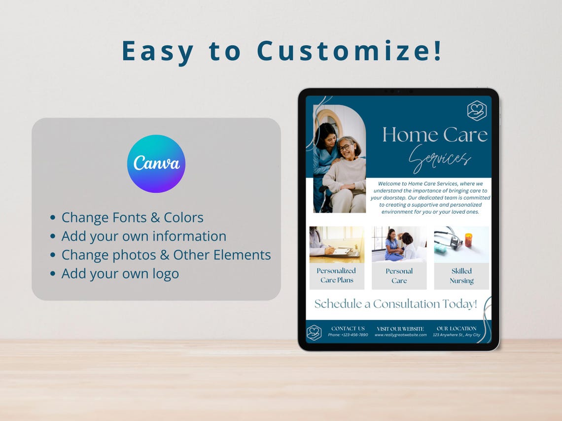 Home Care Services Flyer, DIY Flyer Template Design, Home Health Care ...