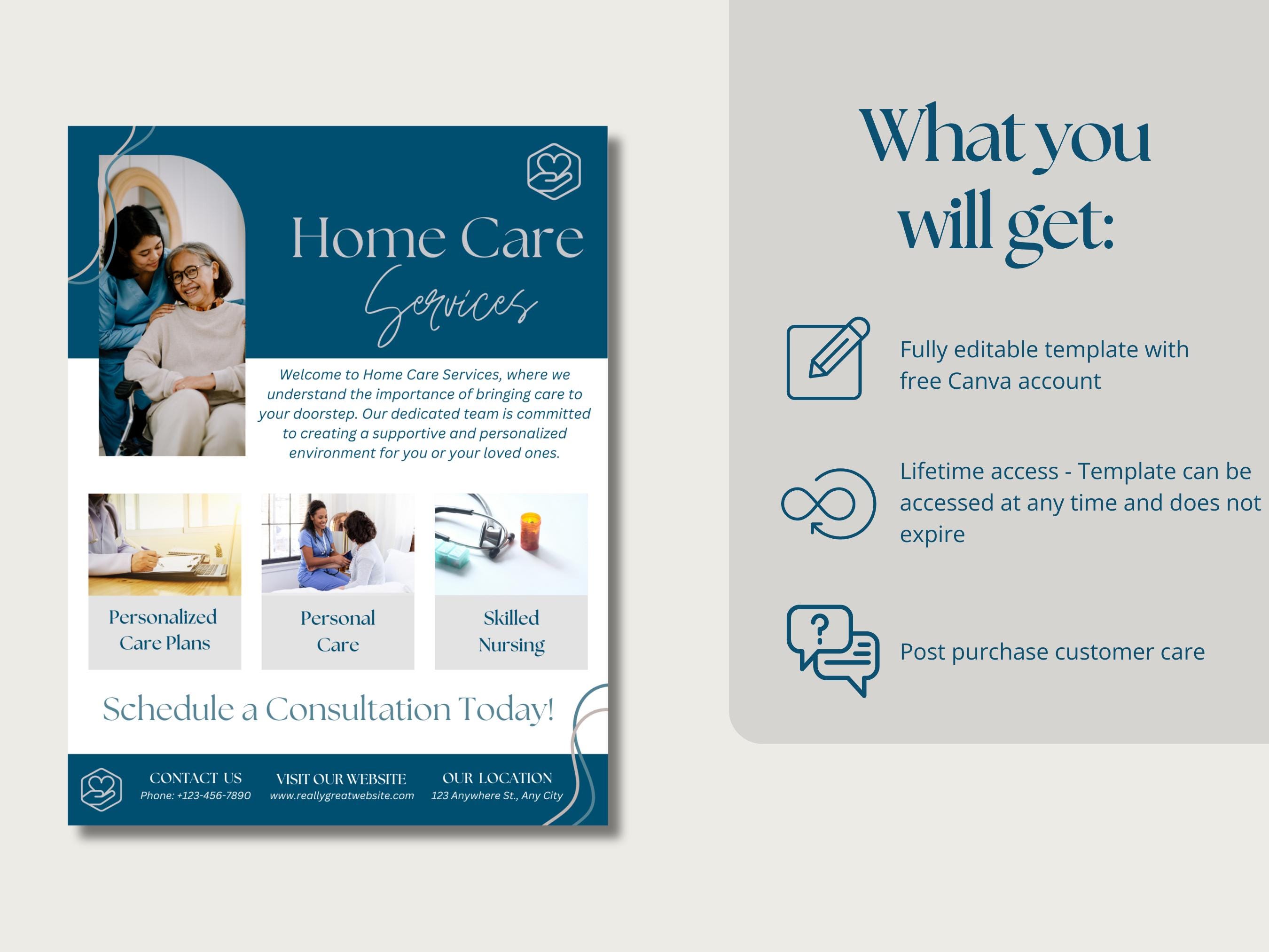 Home Care Services Flyer, DIY Flyer Template Design, Home Health Care ...