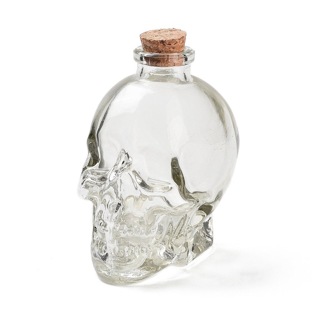 Tappo Per Bottiglie Drunken Skull - Teschio In Ceramica Con Chiusura In Metallo - Regalo Gotico