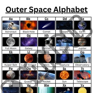 Outer Space Alphabet and Word Cards