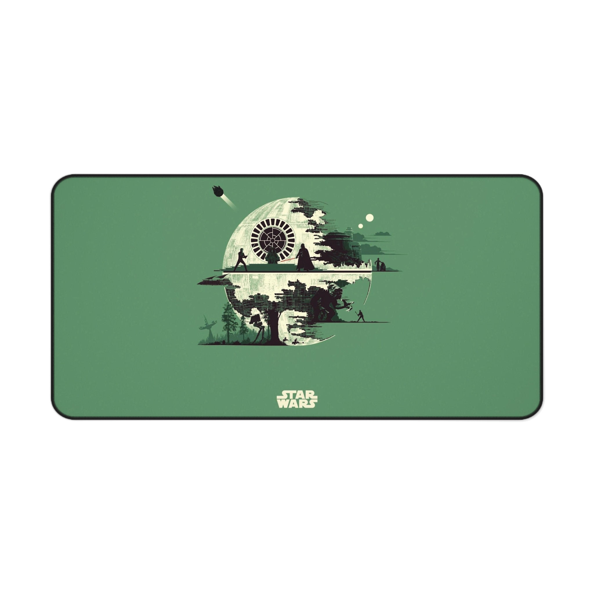Star Wars Minimalist Green Death Star With Luke, Darth Vader, C3PO ...