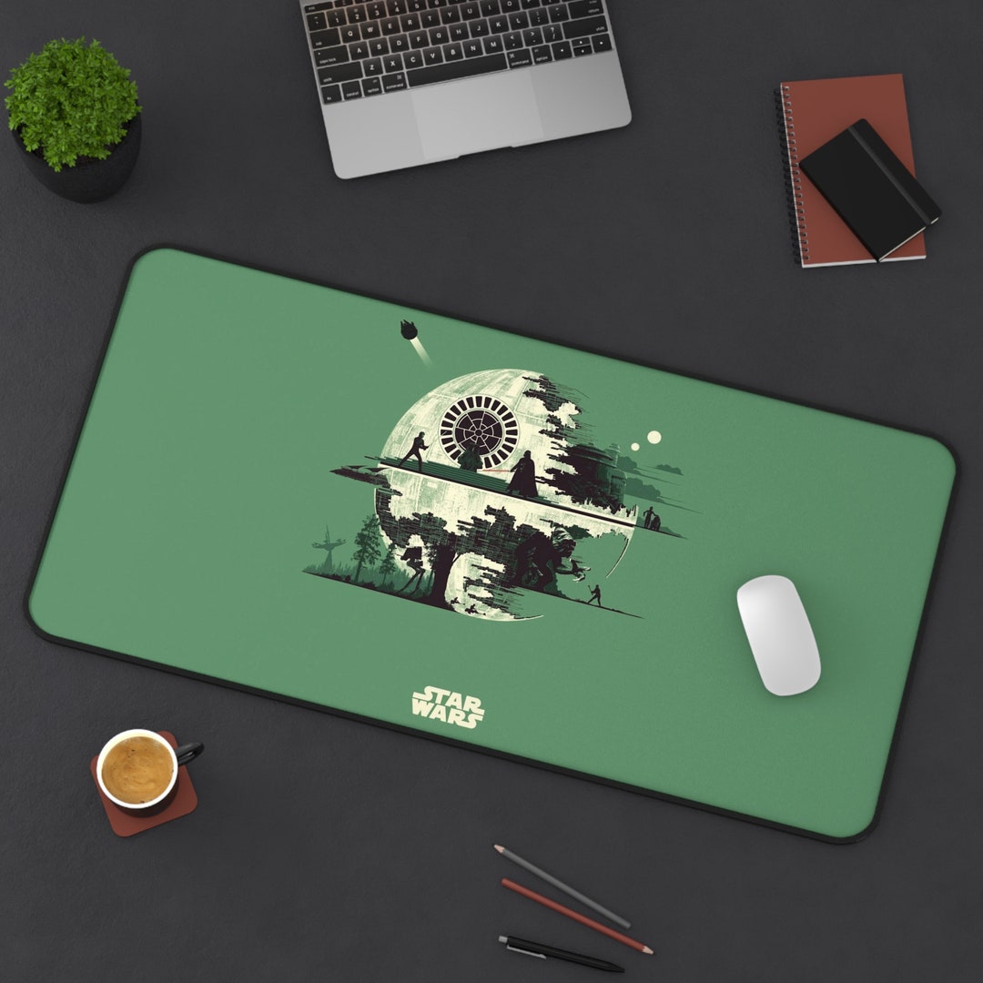 Star Wars Minimalist Green Death Star With Luke, Darth Vader, C3PO ...
