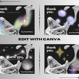 4 moderne Chrome Pastell Galaxy Custom Business Danke für Ihre Bestellung Karten CANVA bearbeitbar druckbare Digital Download Postkarte 5,5 x 4,25