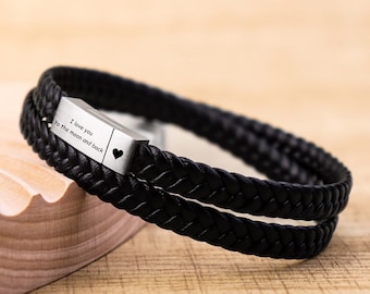 Personalized Leather Bracelet, Engraved Men's Name Bracelet, Custom Bracelet For Men, Personalized Gift For Him, Fathers Day Gift,Men's Gift