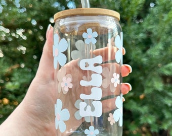 glass cups with lid and straw, glass cups, glass tumbler, iced coffee cup, glass cup, libbey glass, custom glass cup, smoothie cup, cute cup