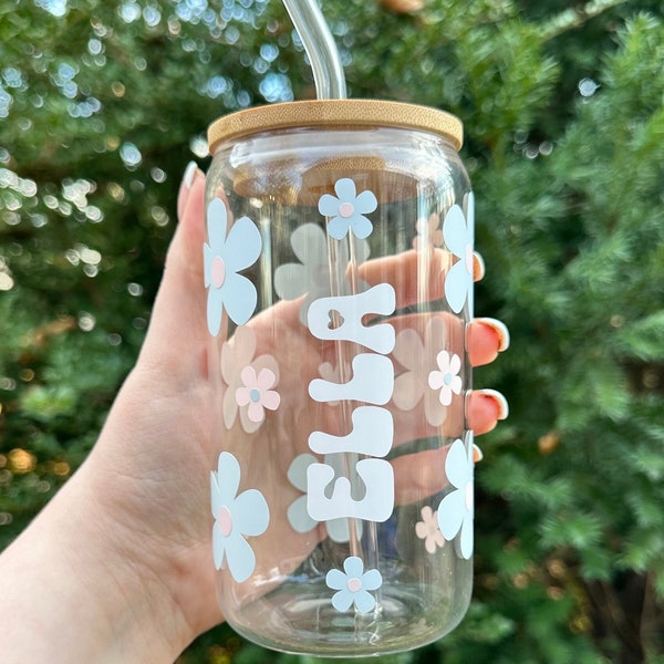 glass cups with lid and straw, glass cups, glass tumbler, iced coffee cup, glass cup, libbey glass, custom glass cup, smoothie cup, cute cup