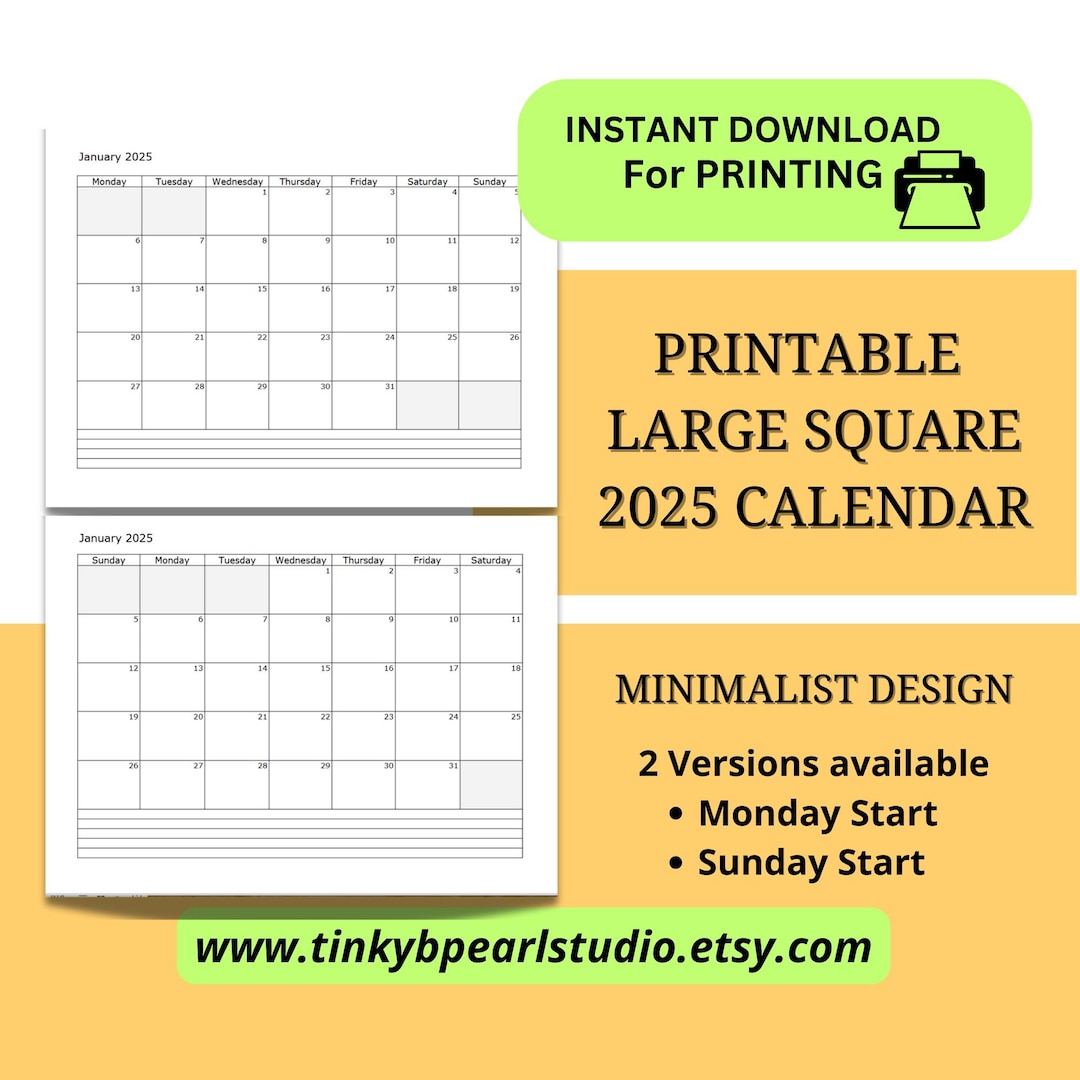 2025 Printable Calendar LARGE Squares - Il 1080xN.6392292675 Iaxx 