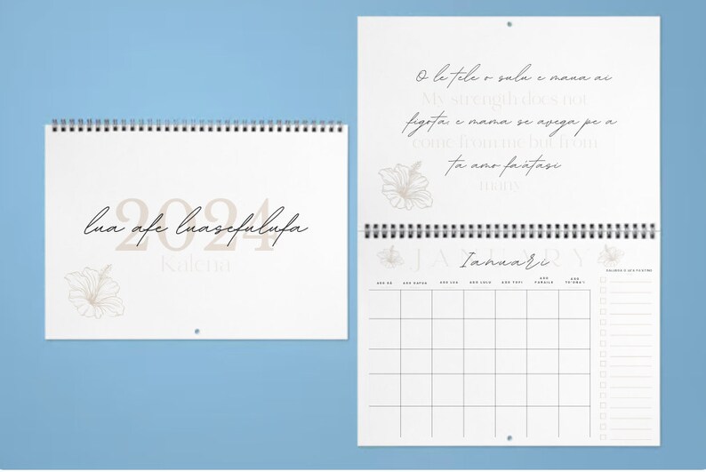 Samoan 2024 Calendar Etsy Australia