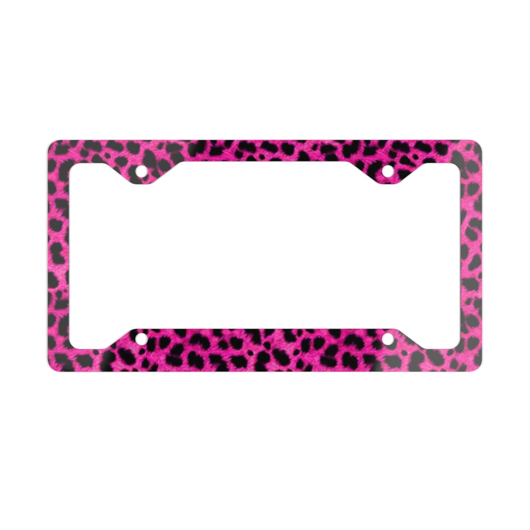 Cheetah Pink Metal License Plate Frame Etsy
