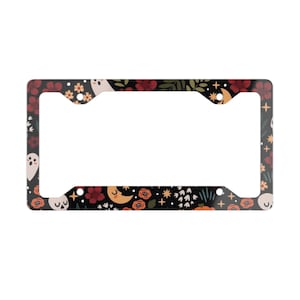 Cadre de plaque d'immatriculation Halloween/automne * métal * fantôme * mignon * floral * saison effrayante * accessoire de voiture