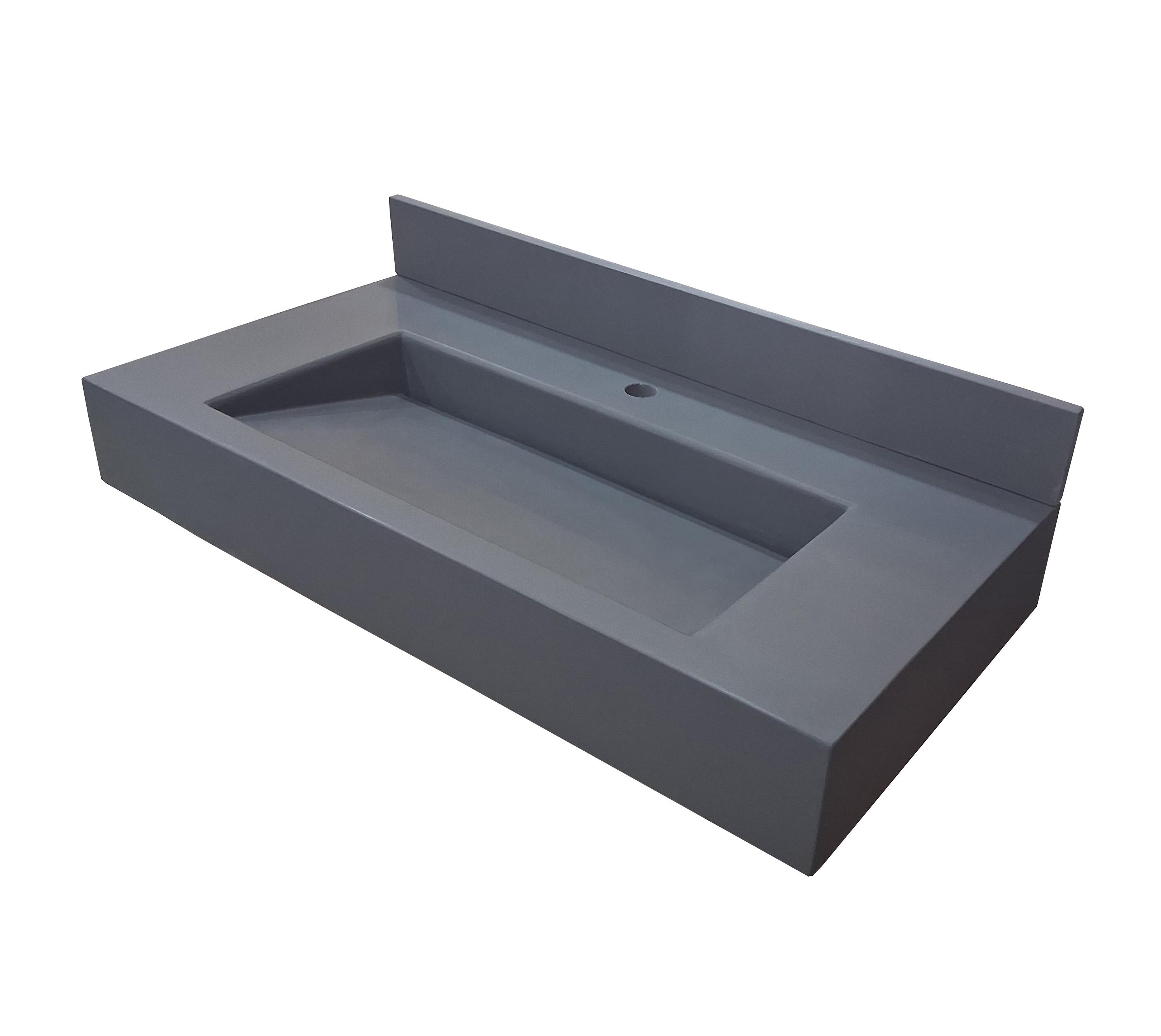 36" Concrete Sink - Ramp Slot Drain- Back Splash - Customizable - Iron