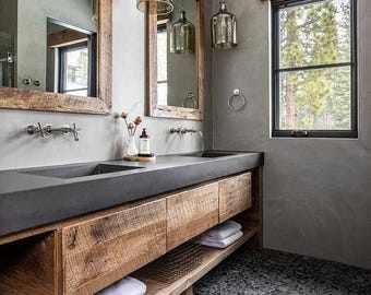 Double Basin Concrete Sink - Center Drain - Customizable