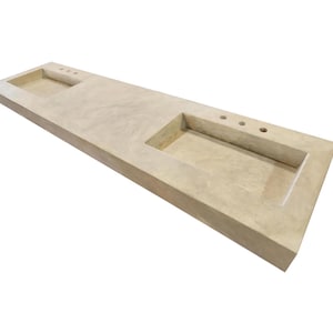 88" Double Basin Concrete Sink - Rectangle Basin - Slot Drain - Customizable - Mottled