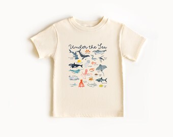 Retro Blue Sea Creatures Toddler Shirt - Cute Ocean Life