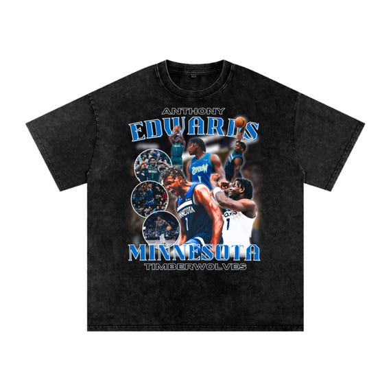 ANTHONY EDWARDS Graphic Tee: Retro 90s Basketball Shirt, Oversized Cotton