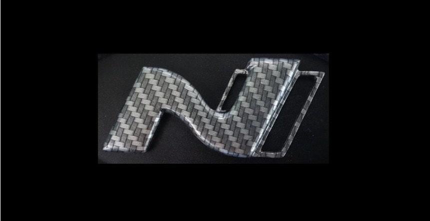 Hyundai N Logo emblem car badge Carbon Fiber Red Veloster Elantra Sonata Santafe Santacuz Tucson Palisade IONIQ5 IONIQ