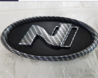 Hyundai N Logo Carbon Fiber emblem car badge  Elantra Sonata Santafe  Santacruz Tucson Palisade ioniq