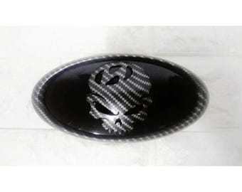Hyundai Skull Logo Carbon Fiber emblem car badge  Elantra Sonata Santafe  Santacruz Tucson Palisade ioniq5