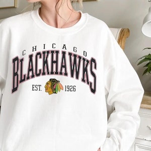 Chicago Blackhawks Color Rush Vintage NHL Crewneck Sweatshirt Ash / S