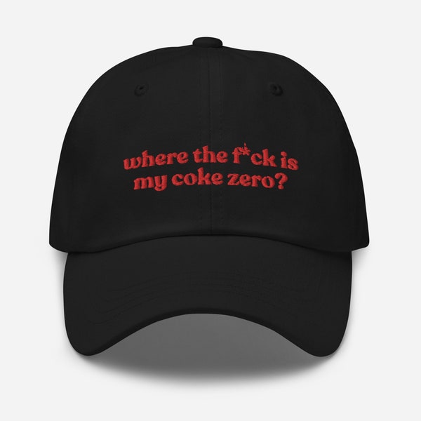 Coke Zero hat, embroidered hat, dad hat, trucker hat, funny gift for her, Diet Coke lover, Coke Zero gift, minimalist hat, Coke Zero girl