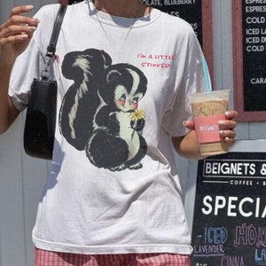 Übergroßes Vintage Ich bin ein kleiner Stinker-T-Shirt, Retro-Karikatur-Shirt, Baggy-Fit-Grafik-T-Shirt, Vintage-T-Shirt, Trendy-T-Shirt, Y2K, Vintage 90er-T-Shirt
