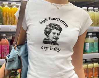 Cry Baby Shirt, 2000s Tshirt, Y2K Tshirt, Y2K baby tee, Coquette, funny baby tee, Meme Shirt, Vintage Tshirt, Trendy Tshirt, Vintage 90s Tee
