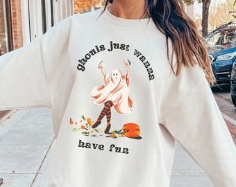 Ghouls Wanna Have Fun Shirt, Retro Halloween Crewneck, Vintage Halloween Shirt, Vintage Ghost Halloween Shirt, Halloween Sweatshirt, Ghouls
